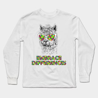 Llama Embrace Differences Long Sleeve T-Shirt